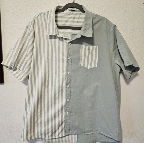 Misslook 90s Look Cotton Button Down Striped Oversized Women's Size 2XL - Picture 8 of 8